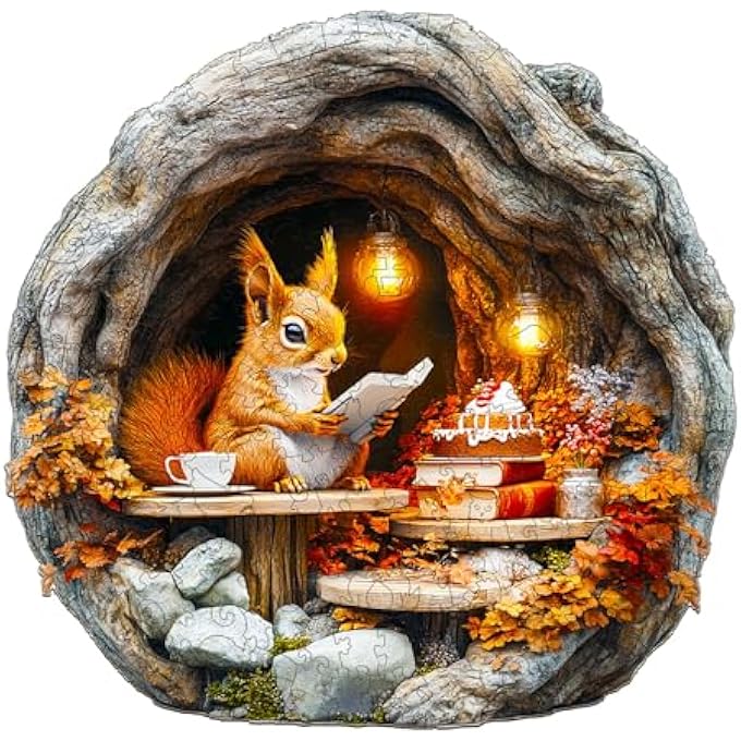 WOODEN PUZZLE ADULTS AND CHILDREN, 3D BURROW SQUIRREL CIRCULAR UNIQUE PUZZLE, WOODEN PUZZLE ADULTS WITH WOODEN GIFT BOX (M-200 PIECES) - Image 1
